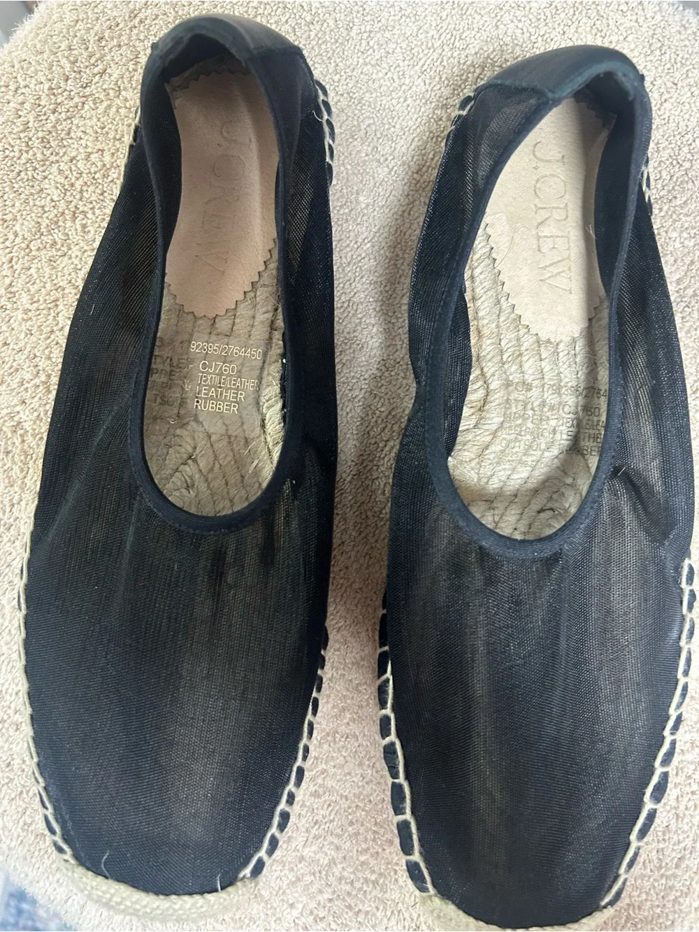 J.CREW black mesh and leather womens espadrilles. New? Size 9.5